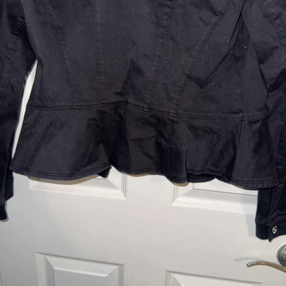 White House Black Market Black Peplum Jean Jacket - Picture 4 of 4